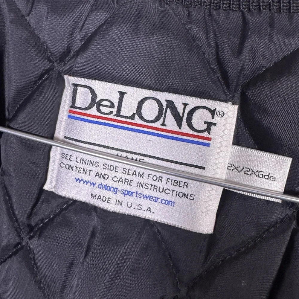DeLong Varsity Letterman Jacket Mens 2XL XXL Quilted Wool Leather Made USA Blank